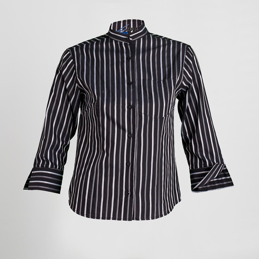 Gary's Blouse Femme Rayée Col Mao 3/4 Rayas Gris