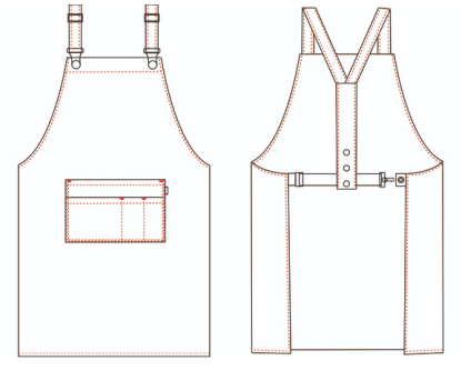 Gary's tablier bavette gris 82x72 cm 2 poches