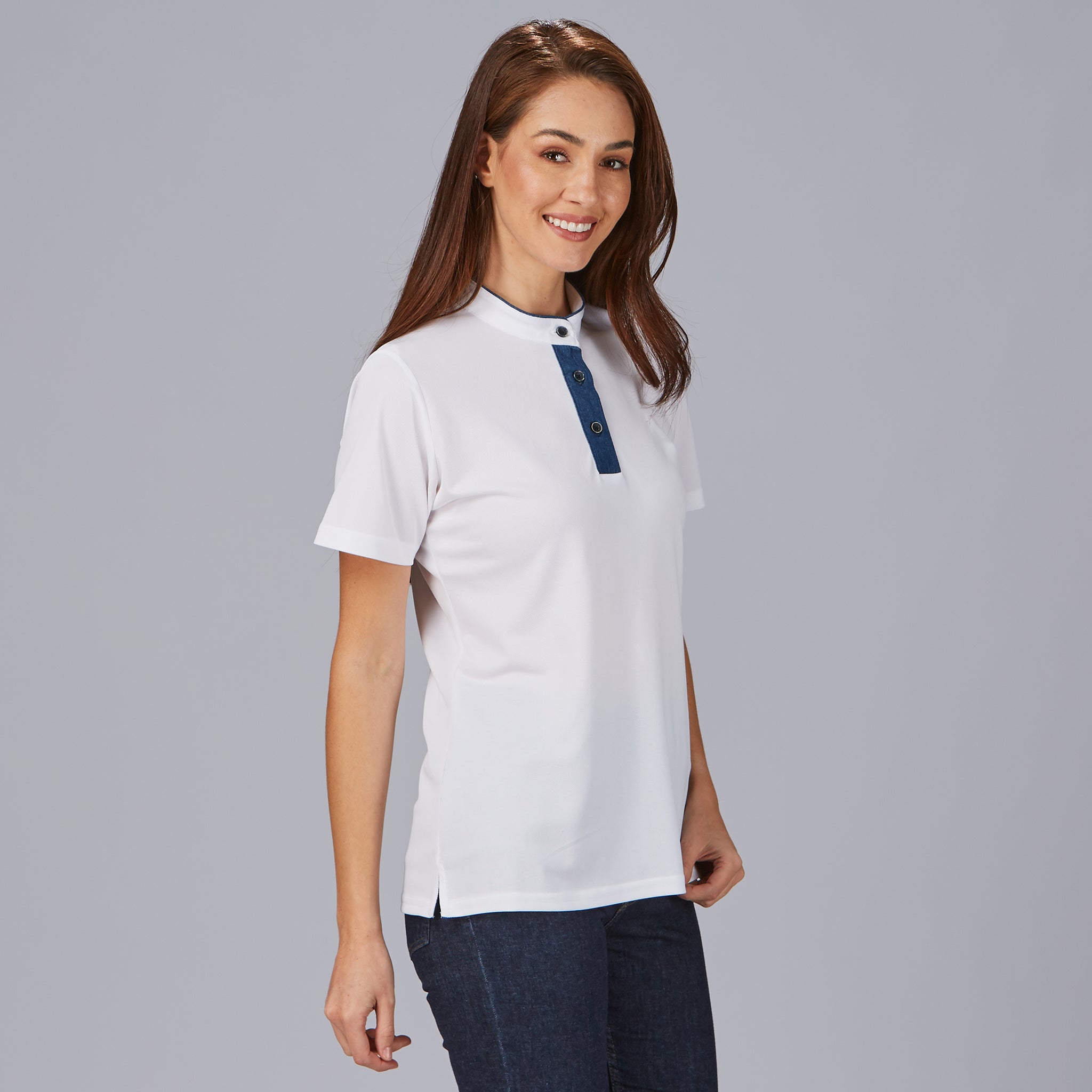 GARY'S Polo Woman Grandad polo travail femme noir Coolmax