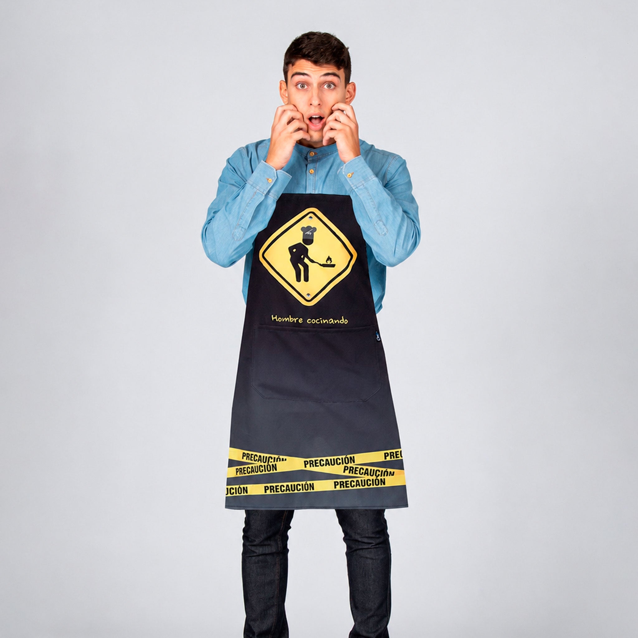 Gary's Aprons tablier bavette Danger imprimé poche