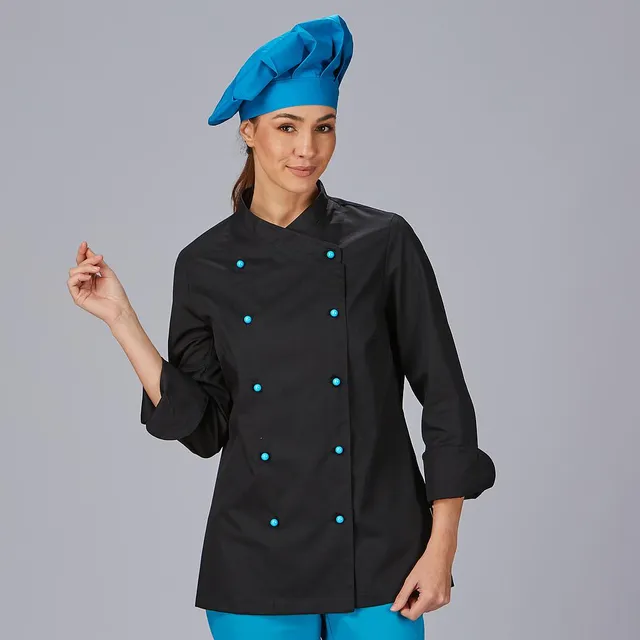 GARY'S Niza veste cuisine femme croisée noire manches longues